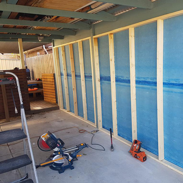 Ardeer Carport Closed off and Frames fitted and Doors Hung